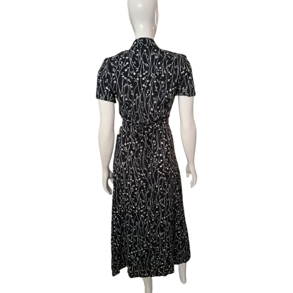 Vintage K.C. Spencer New York Floral Black Wrap Maxi Dress Size 10 NWT - Picture 10 of 11